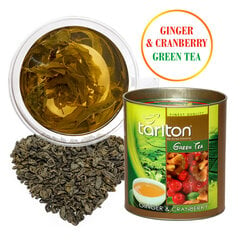 TARLTON Ginger & Cranberry Green tea, Ingvera un Dzērveņu Ceilonas Zaļā beramā lielo lapu tēja, 100g cena un informācija | Tēja | 220.lv