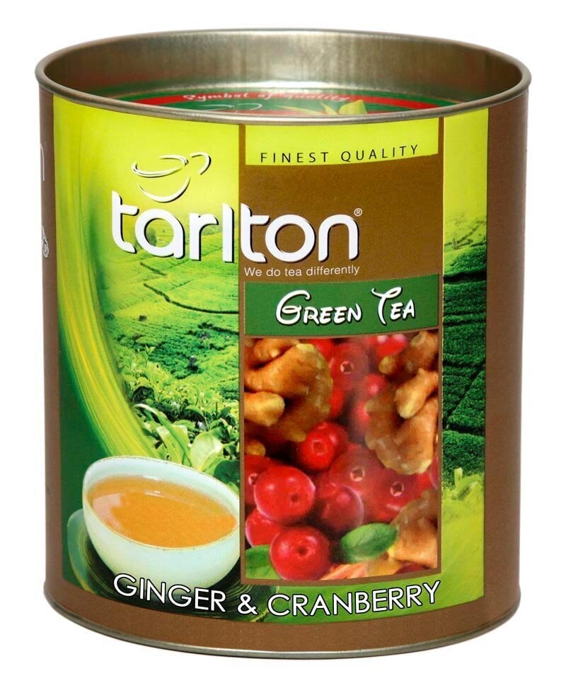TARLTON Ginger & Cranberry Green tea, Ingvera un Dzērveņu Ceilonas Zaļā beramā lielo lapu tēja, 100g cena un informācija | Tēja | 220.lv