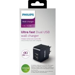 Зарядное устройство 2xUSB Philips DLP2307/12 220V 3,1A цена и информация | Philips Мобильные телефоны и аксессуары | 220.lv