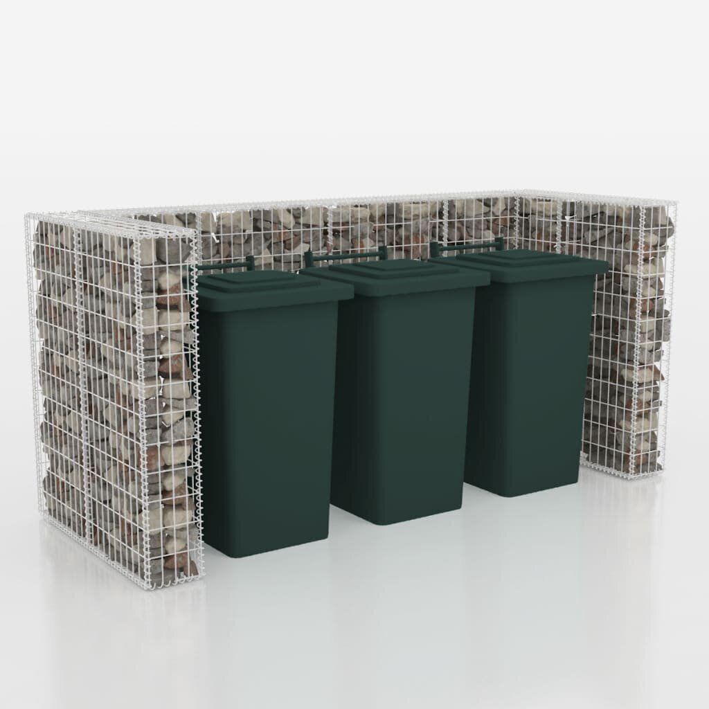 Gabions 3 atkritumu konteineriem, tērauds, 110x100x120 cm cena un informācija | Komposta kastes un āra konteineri | 220.lv
