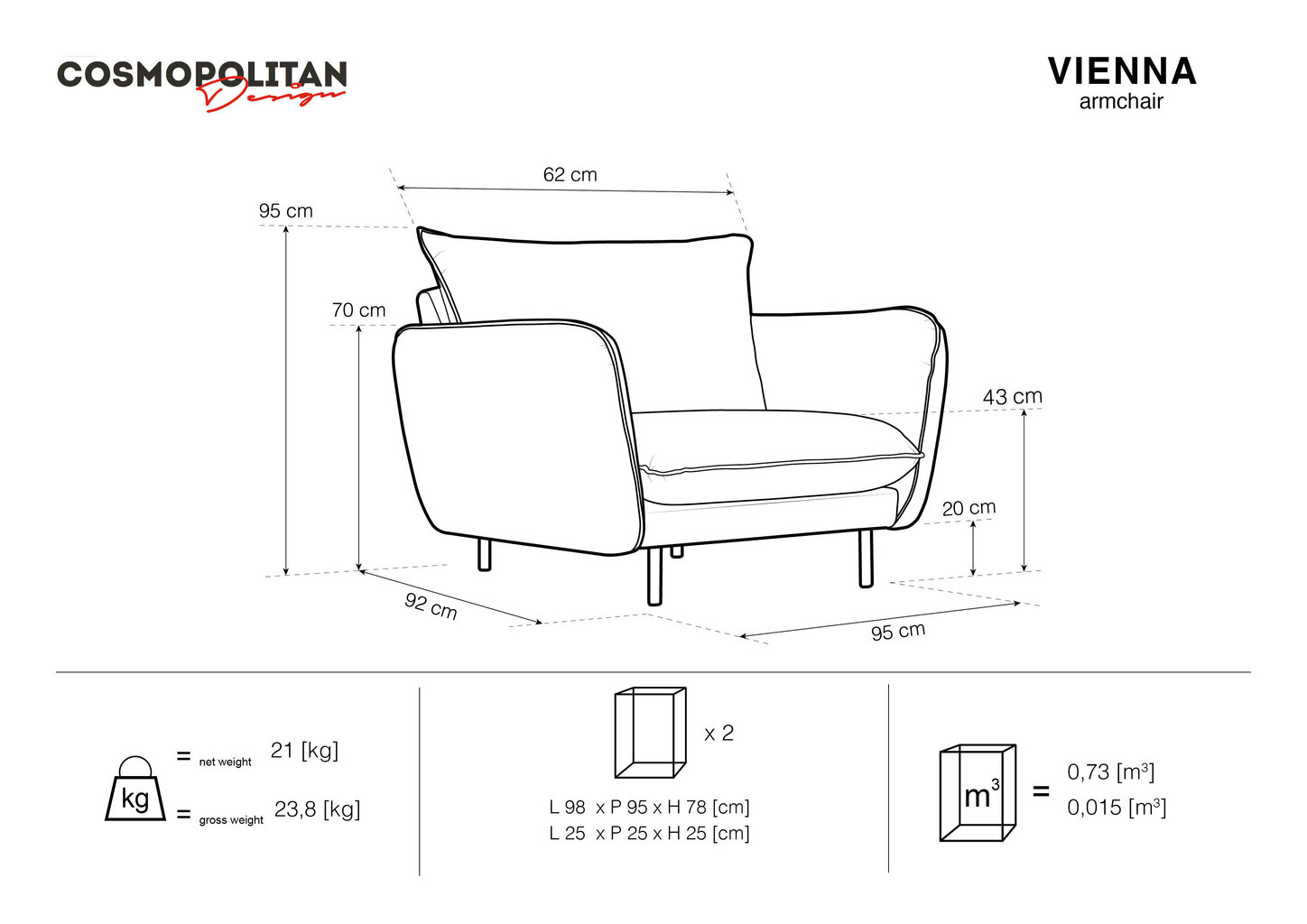 Krēsls Cosmopolitan Design Vienna, dzeltens цена и информация | Atpūtas krēsli | 220.lv