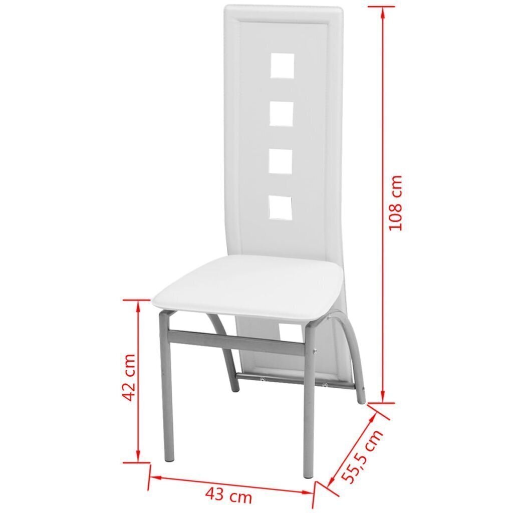Ēdamistabas krēsli, 4 gab., mākslīgā āda, balti cena un informācija | Virtuves un ēdamistabas krēsli | 220.lv