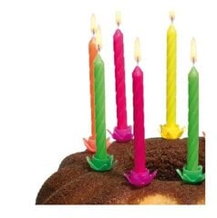Susy Card kūkas sveces ar svečturiem, neona, 12 gab cena un informācija | Svētku dekorācijas | 220.lv