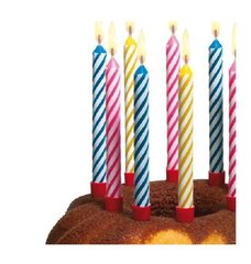Susy Card kūkas sveces ar svečturiem, svītrainām, 12 gab cena un informācija | Svētku dekorācijas | 220.lv