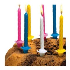Susy Card kūkas sveces ar svečturiem, krāsainas, 12 gab cena un informācija | Svētku dekorācijas | 220.lv