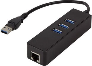 Logilink USB 3.0 3-port Hub with Gigabit цена и информация | Адаптеры и USB разветвители | 220.lv