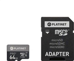 Platinet PMMSDX64UIII Micro SD atmiņas karte, 64 GB цена и информация | Карты памяти для мобильных телефонов | 220.lv