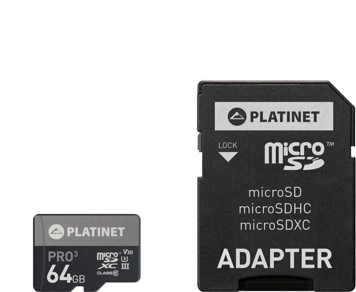 Platinet PMMSDX64UIII Micro SD atmiņas karte, 64 GB cena un informācija | Atmiņas kartes mobilajiem telefoniem | 220.lv