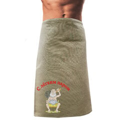 Мужская банная льняная юбка с вышивкой «С ЛЕГКИМ ПАРОМ» цена и информация | Аксессуары для сауны и бани | 220.lv