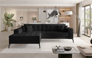 Stūra dīvāns NORE Solange 24, melns cena un informācija | Stūra dīvāni | 220.lv