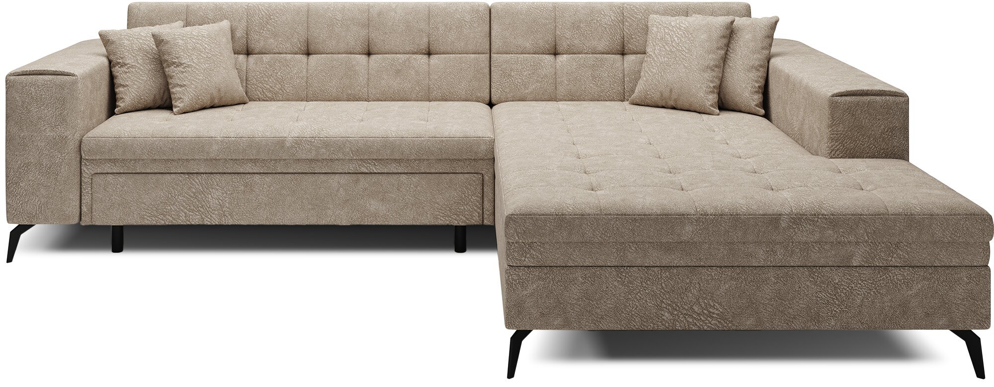 Stūra dīvāns NORE Solange 34, smilškrāsas cena un informācija | Stūra dīvāni | 220.lv