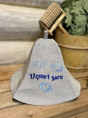 Льняная банная шапка с вышивкой «UZMET GARU»  цена и информация | Аксессуары для сауны и бани | 220.lv