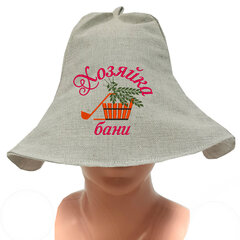 Льняная банная шапка с вышивкой «ХОЗЯЙКА БАНИ»  цена и информация | Аксессуары для сауны и бани | 220.lv