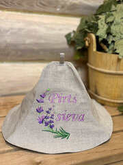 Льняная банная шапка с вышивкой «PIRTS SIEVA» цена и информация | Аксессуары для сауны и бани | 220.lv