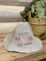 Льняная банная шапка с вышивкой «ESI TĪRS, ESI VESELS»  цена и информация | Аксессуары для сауны и бани | 220.lv