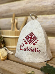 Банная шапка с латышскими узорами и надписью «LATVIETIS» цена и информация | Аксессуары для сауны и бани | 220.lv