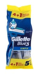 Vienreizlietojamie skuvekļi vīriešiem Gillette Blue3 Simple 5 gab. cena un informācija | Skūšanās piederumi, kosmētika | 220.lv