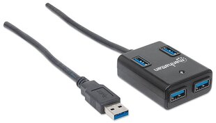 USB-концентратор Manhattan SuperSpeed​​USB-A 3.0, до 5 Гбит / с цена и информация | Адаптеры и USB разветвители | 220.lv