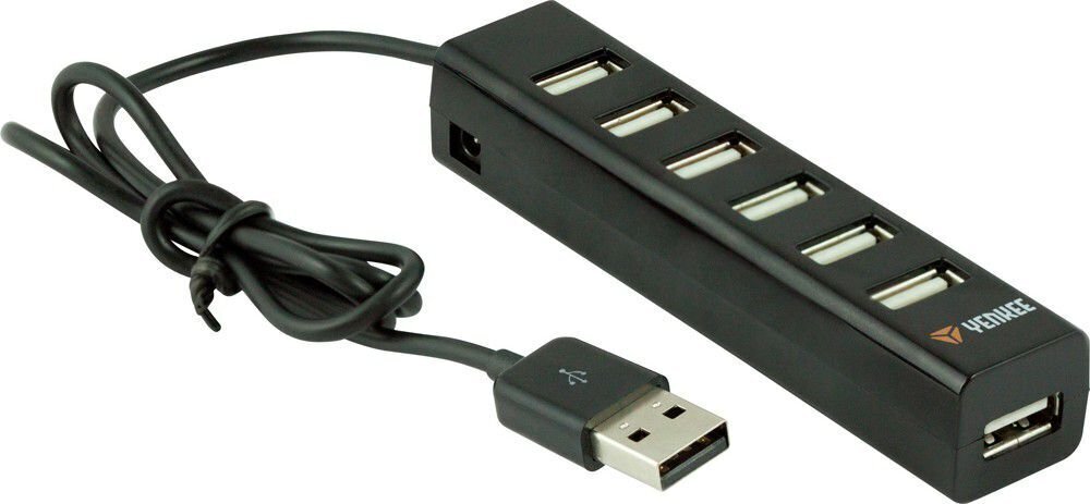 USB centrmezgls YENKEE YHB 7001BK, USB A - 7x USB 2.0, 0.5m cena un informācija | Adapteri un USB centrmezgli | 220.lv