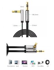 UGREEN mini jack 3,5mm AUX flat elbow cable 1m (black) cena un informācija | Kabeļi un vadi | 220.lv