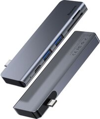 Baseus CAHUB-K0G хаб - разделитель 2 x USB 3.0 / power delivery USB-C черный цена и информация | Адаптеры и USB разветвители | 220.lv