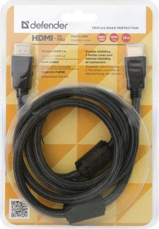 Defender 87341, HDMI, 1.5 m цена и информация | Kabeļi un vadi | 220.lv