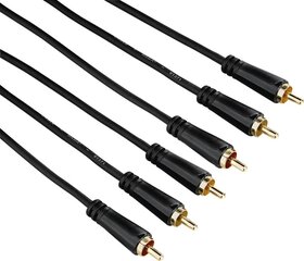 Vads Hama 3RCA-3RCA 3m video cena un informācija | Kabeļi un vadi | 220.lv