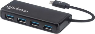 USB-концентратор Manhattan 4x USB 3.2 Gen1, 4x USB-A с USB-C, до 5 Гбит/с цена и информация | Адаптеры и USB разветвители | 220.lv