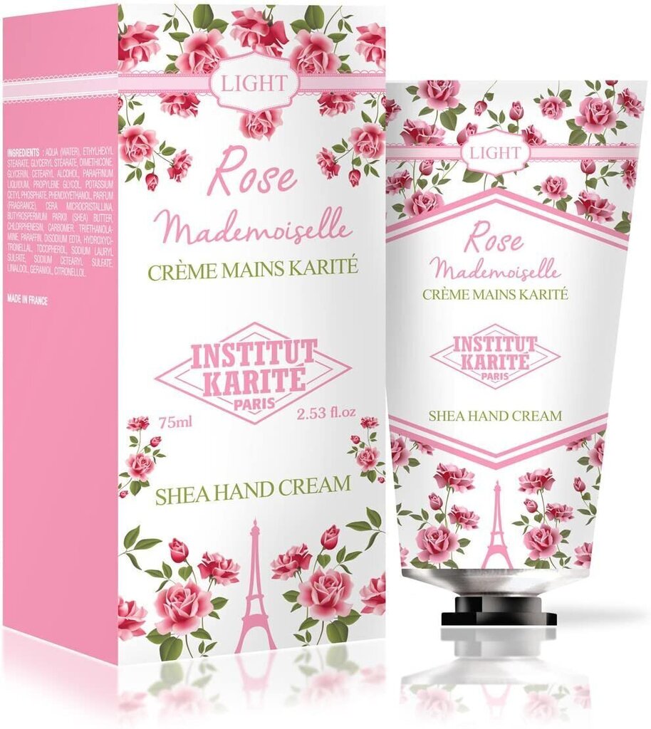 Roku krēms Institute Karite Paris Rose Mademoiselle Light Shea 75 ml цена и информация | Ķermeņa krēmi, losjoni | 220.lv