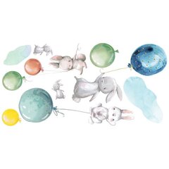 Интерьерная наклейка - Зайцы и красочные воздушные шары цена и информация | Декоративные наклейки | 220.lv