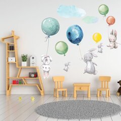Интерьерная наклейка - Зайцы и красочные воздушные шары цена и информация | Декоративные наклейки | 220.lv