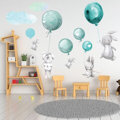 Интерьерная наклейка - Зайцы и зеленые воздушные шары цена и информация | Декоративные наклейки | 220.lv
