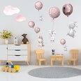 Интерьерная наклейка - Зайцы и розовые воздушные шары