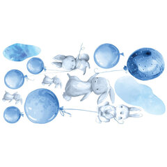 Интерьерная наклейка - Зайцы и синие воздушные шары цена и информация | Декоративные наклейки | 220.lv
