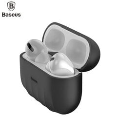 Чехол Baseus Shell Silica Silicone-gel Protective case for Apple Airpods Pro (MWP22ZM/A), Black цена и информация | Наушники | 220.lv