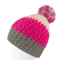 Adīta beanie tipa cepure ar iekšējo flīsa joslu, balta/pelēka/rozā EVEREST цена и информация | Мужские шарфы, шапки, перчатки | 220.lv