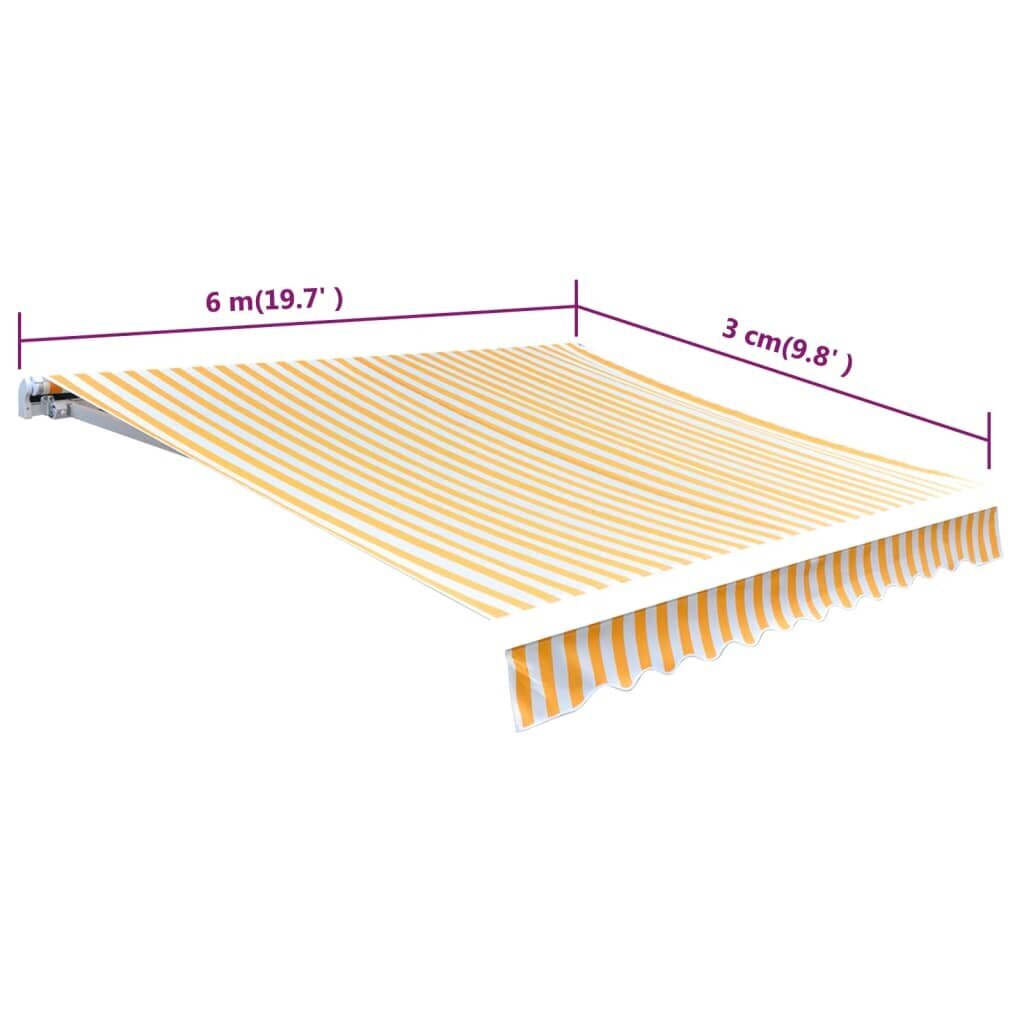 Markīze, rezerves aizsegs no saules, dzelteni balts brezents, 6 x 3 m cena un informācija | Saulessargi, markīzes un statīvi | 220.lv