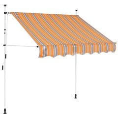 Manuāli izvelkamā markīze, 150cm, dzeltenas/zilas svītras cena un informācija | Saulessargi, markīzes un statīvi | 220.lv