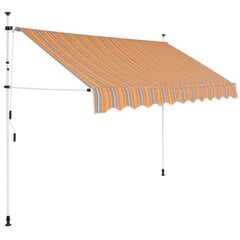 Manuāli izvelkamā markīze, 300cm, dzeltena/zilas svītras цена и информация | Зонты, маркизы, стойки | 220.lv