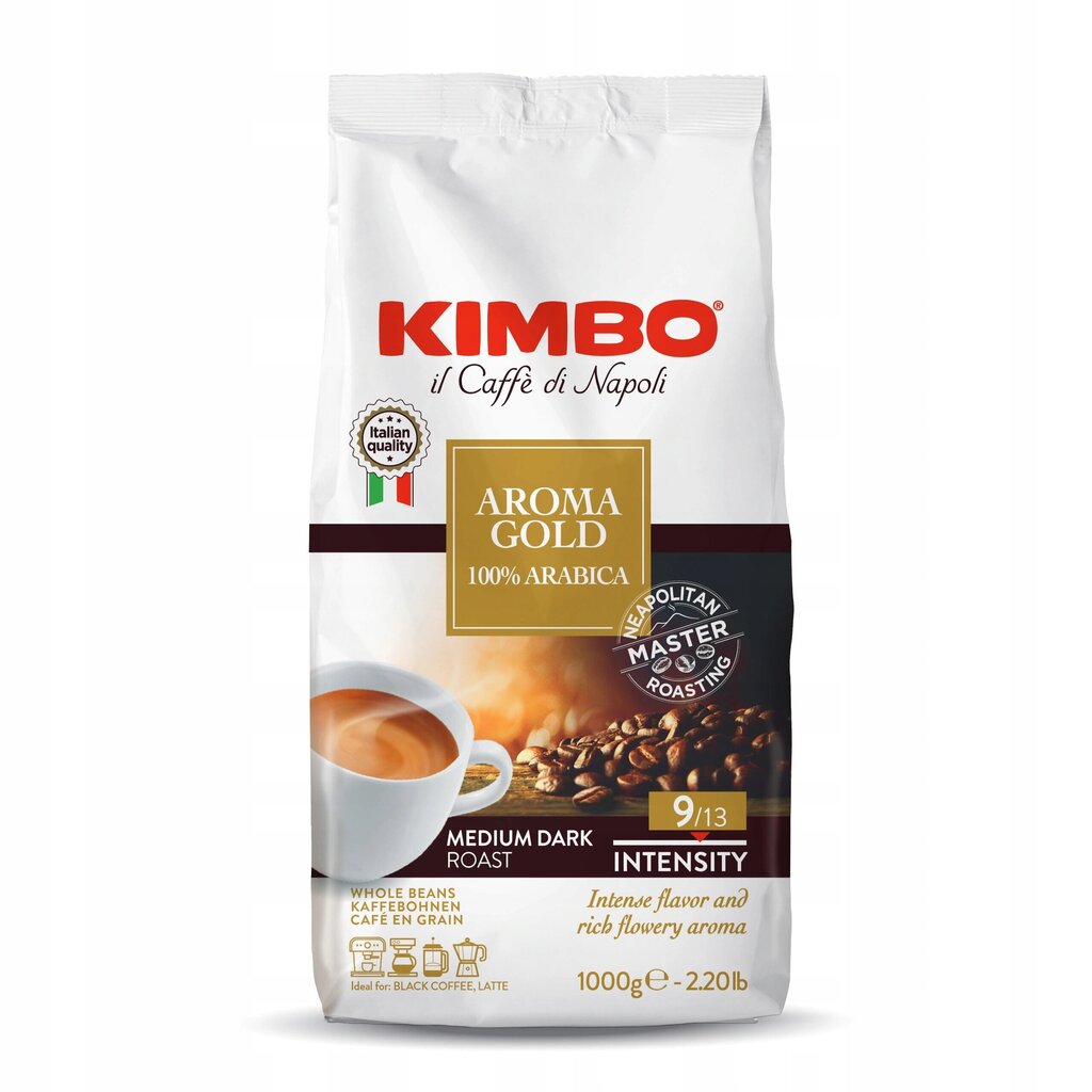 KIMBO Aroma Gold 1 kg. Kafijas pupiņas cena un informācija | Kafija, kakao | 220.lv