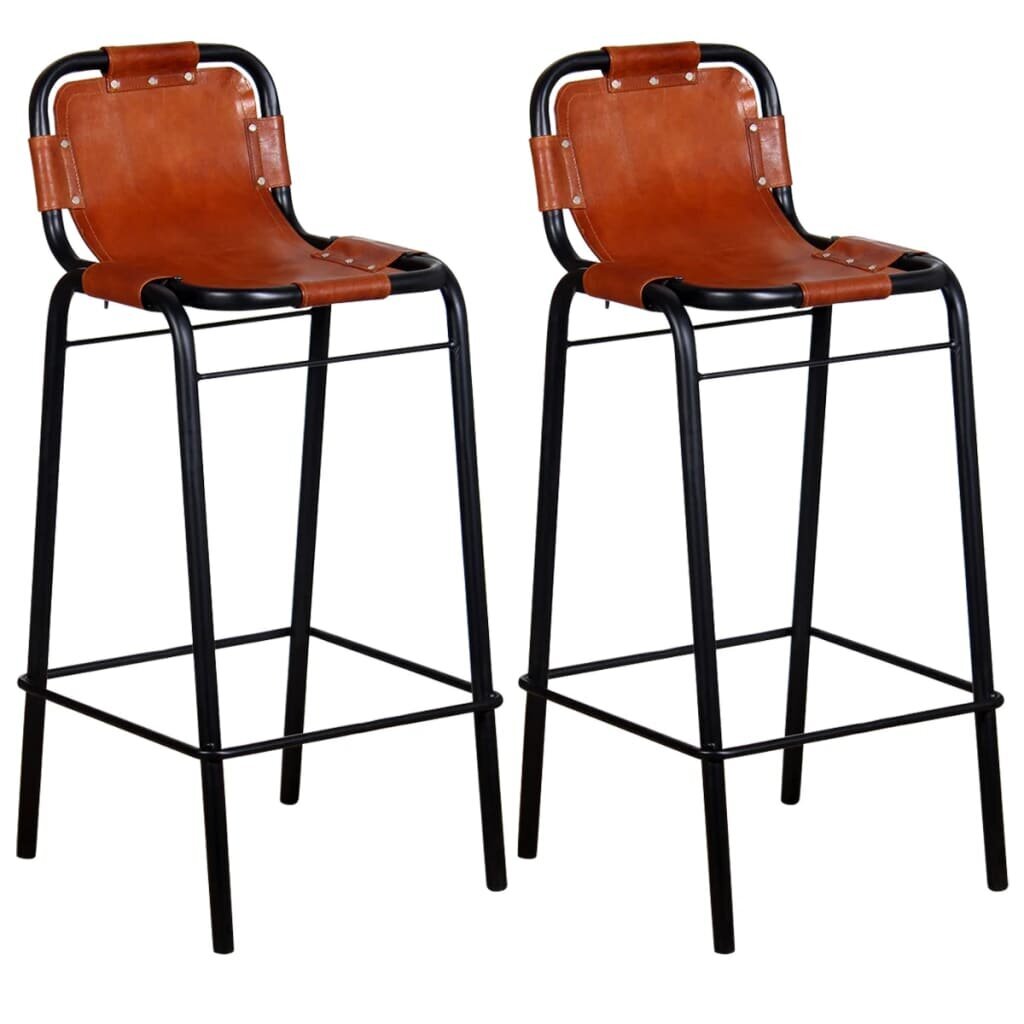 Bāra krēsli, 2 gab, dabīgā āda, 46x45x94 cm цена и информация | Virtuves un ēdamistabas krēsli | 220.lv