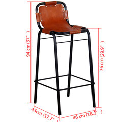Bāra krēsli, 2 gab, dabīgā āda, 46x45x94 cm cena un informācija | Virtuves un ēdamistabas krēsli | 220.lv