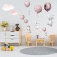 Интерьерная наклейка - Зайцы и розовые воздушные шары