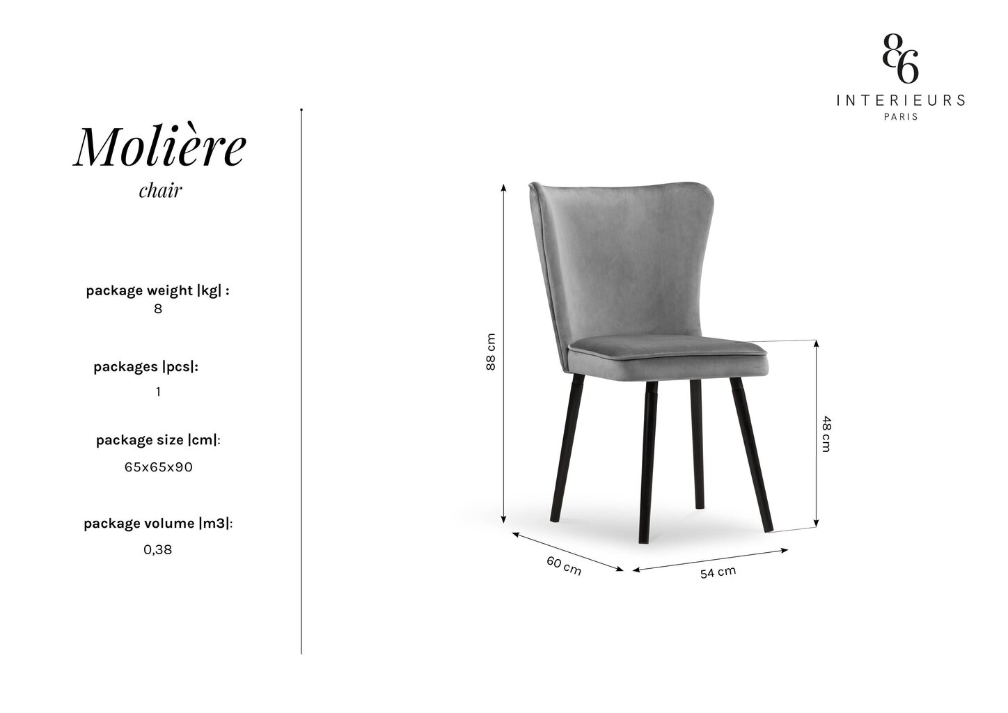 Krēsls Interieurs86 Moliere 88, tumši zaļš cena un informācija | Virtuves un ēdamistabas krēsli | 220.lv