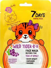 Tonizējoša sejas maska 7 Days Animal Wild Tiger-r-r, 28 g cena un informācija | Sejas maskas, acu maskas | 220.lv