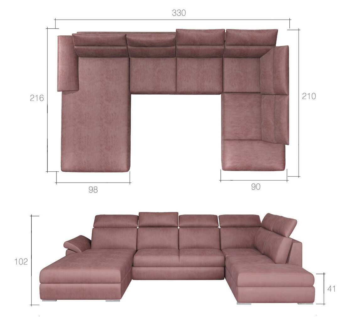 Stūra dīvāns NORE Evanell 55, violets цена и информация | Stūra dīvāni | 220.lv