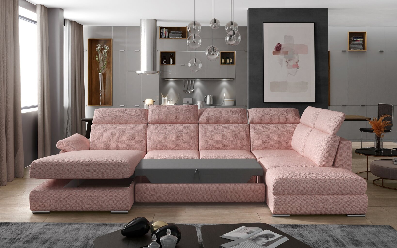 Stūra dīvāns NORE Evanell 42, rozā cena un informācija | Stūra dīvāni | 220.lv