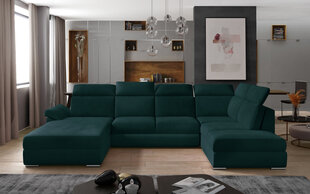 Stūra dīvāns NORE Evanell 54, tumši zaļš cena un informācija | Stūra dīvāni | 220.lv