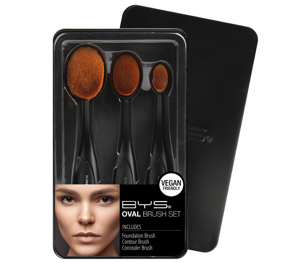 BYS Komplekts grima uzklāšanai Oval Makeup Brush Set 3 pc cena un informācija | Kosmētikas otas, sūkļi | 220.lv
