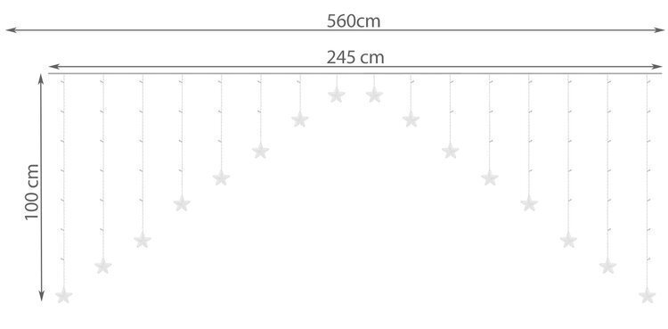 Virtenes aizkars Zvaigznes, 136 LED cena un informācija | Ziemassvētku lampiņas, LED virtenes | 220.lv